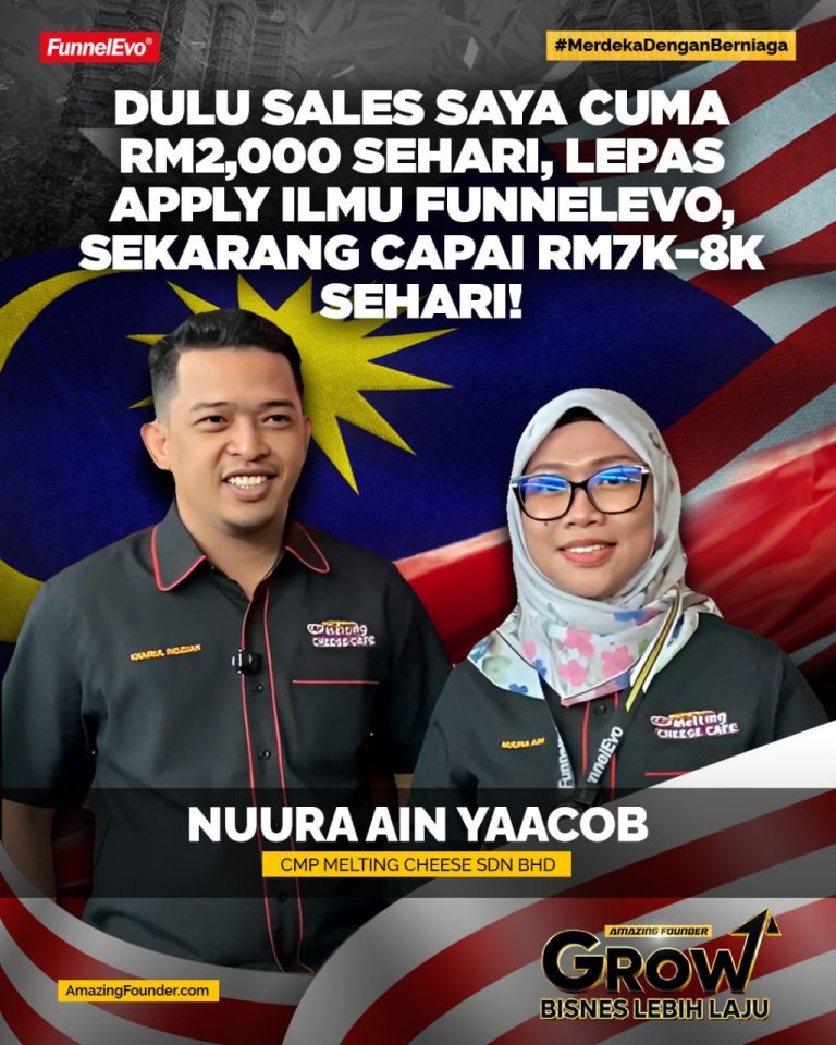 Dulu sales saya stuck RM2,000 sehari, selepas saya apply apa yang Funnelevo ajar ,sekarang boleh hit 7-8 ribu sehari. Weekend boleh naik double!